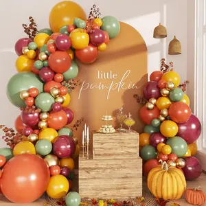 Fall Balloon Arch Kit 139Pcs Thanksgiving Balloon Arch Garland Kit Include Orange Maroon Green Yellow Gold Balloons For Autumn Harvest Thanksgiving Birthdady Party Baby Shower Decorations