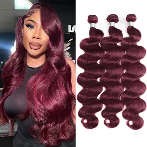 Burgundy #99J Body Wave Human Hair Bundles With 4x4 Lace Closure Colored Bundles Brazilian Human Hair Weave SpringStatements
