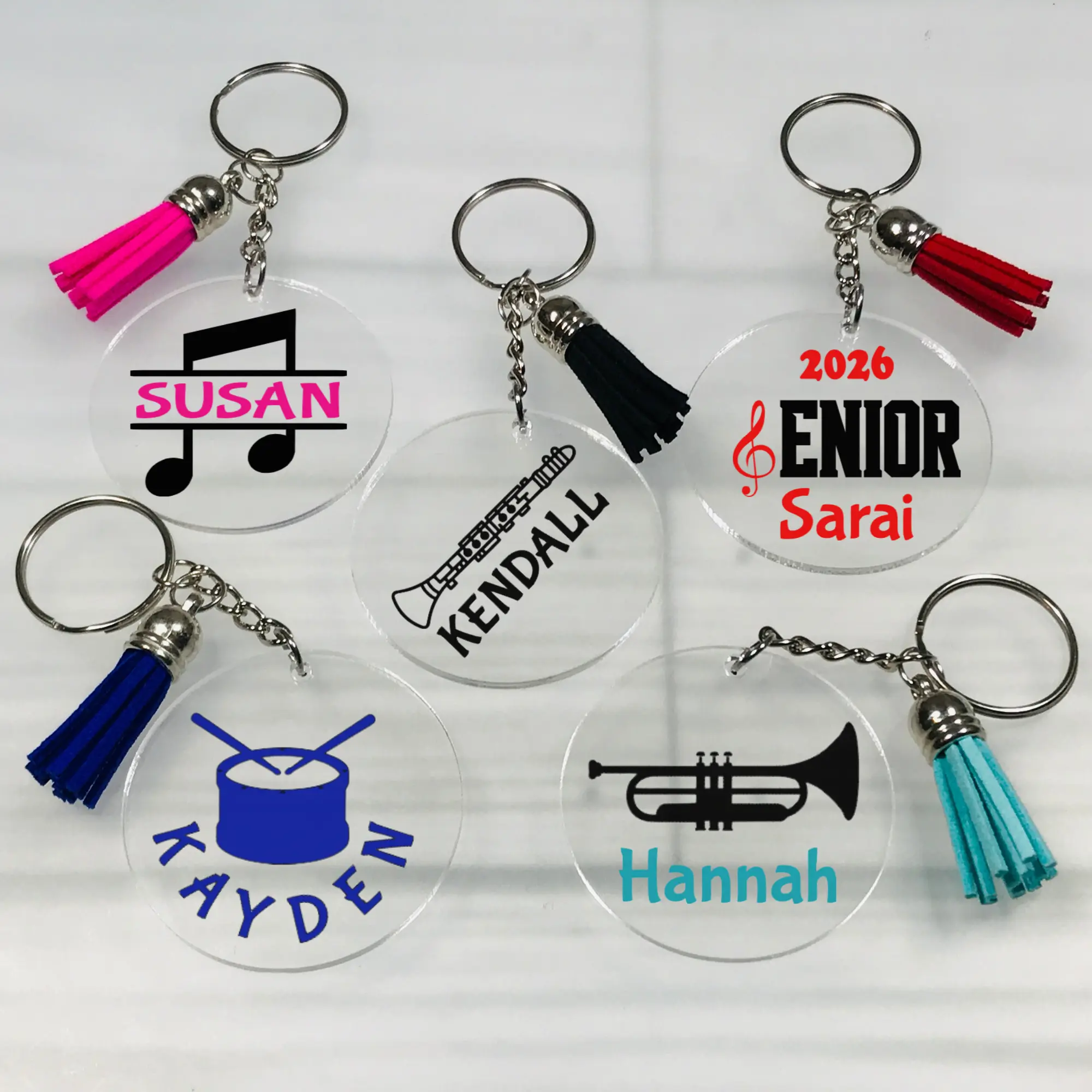 Personalized Marching Band Keychain, School Band Gift, Band Instrument Keychain, Band Instructor Gift
