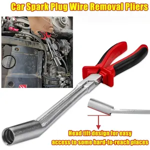 Car Spark Plug Wire Removal Pliers Tool, High Voltage Cylinder Cable Removal Clamp Tool, Long Handle Spark Plug Boot Removal Tool Long Extension Permits Access to Most Confined Areas