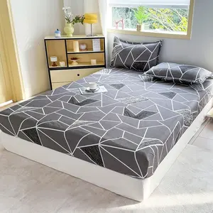 Geometric Pattern Bedding Set, 3 Counts/set Including 1 Count Fitted Sheet & 2 Counts Pillowcase without Filler, Soft Comfortable Bedding Set for Home Bedroom, Bedsheet, Bedding Supplies