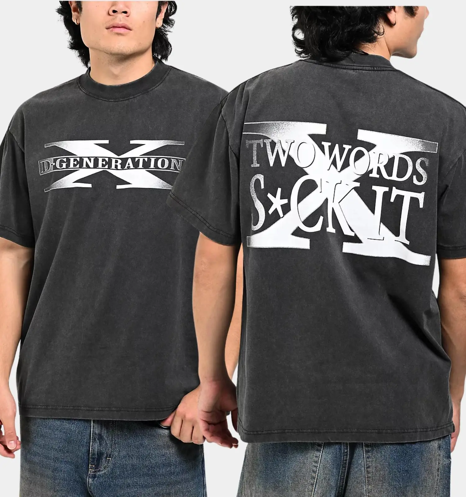 D-Generation X Two Words Black T-Shirt ,Wrestling Workout Tshirt, Unisex, Graphic, Fitted - Menswear, Top