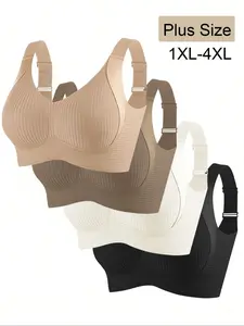Plus Size Seamless Wireless Bra Set, Smooth Sexy Backless Lift-Up Design, Comfortable Breathable No Wire, Adjustable Wide Straps, All Seasons, Underwear