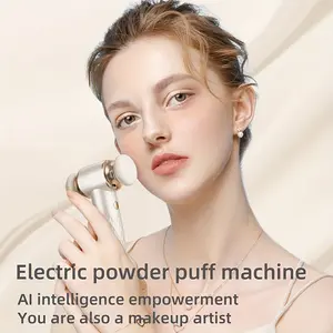 Electric Powder Puff Applicator, Dual Use Wet & Dry Makeup Tool, Portable Beauty Gadget, Includes 3 Custom Puffs, Perfect for Professionals