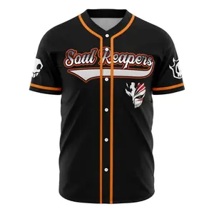 Men's Professional Soul Reaper Ichigo Bleach Baseball Jersey, Sports & Outdoor Clothing Top