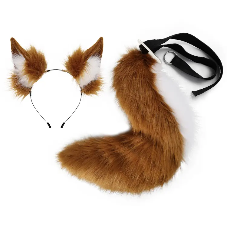 The plush fox three-piece set includes a fox ear headband, tail and adjustable collar. It is made of soft imitation fur material, comfortable to wear, and fits the body line. It is suitable for role-playing, intimate scenes and atmosphere matching tiktoks