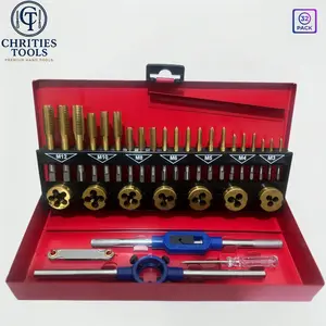 32-Piece Metric Thread Tap Set with Wrench, M3-M12 Sizes, High-Quality Bearing Steel, Titanium Coated, Durable, DIY and Repair Tools