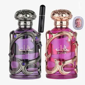 Lattafa Perfumes Habik Couples Fragrance Bundle - 100ML EDP (Women's & Men's), 5ml Refillable Bottles, Scented Cards, Dual Scents Musk Packaged Unisex Fragrance