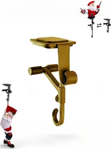 No Drilling Required Mantel Sock Hooks 2 in 1 Adjustable Wreath Hooks, Heavy Duty Hooks for Christmas Decorations, Securely Hold Socks and Wreaths, Adjustable Hangable