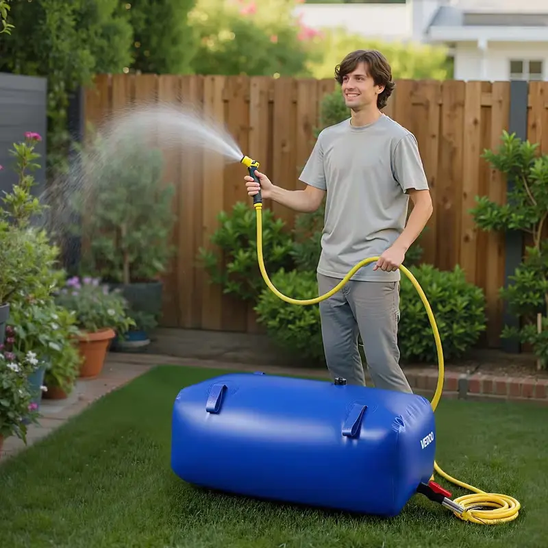 30 Gallon Portable Foldable Water Tank ，Capacity Portable Foldable Water Tank! PVC Faucet And Overflow Kit, Essential For Garden Water Capture And Emergency Water Storage