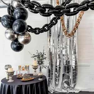 30 Pack Black Chain Link Balloons – Durable 8"x12" Foil Balloon connect up to 16ft for Parties & Events