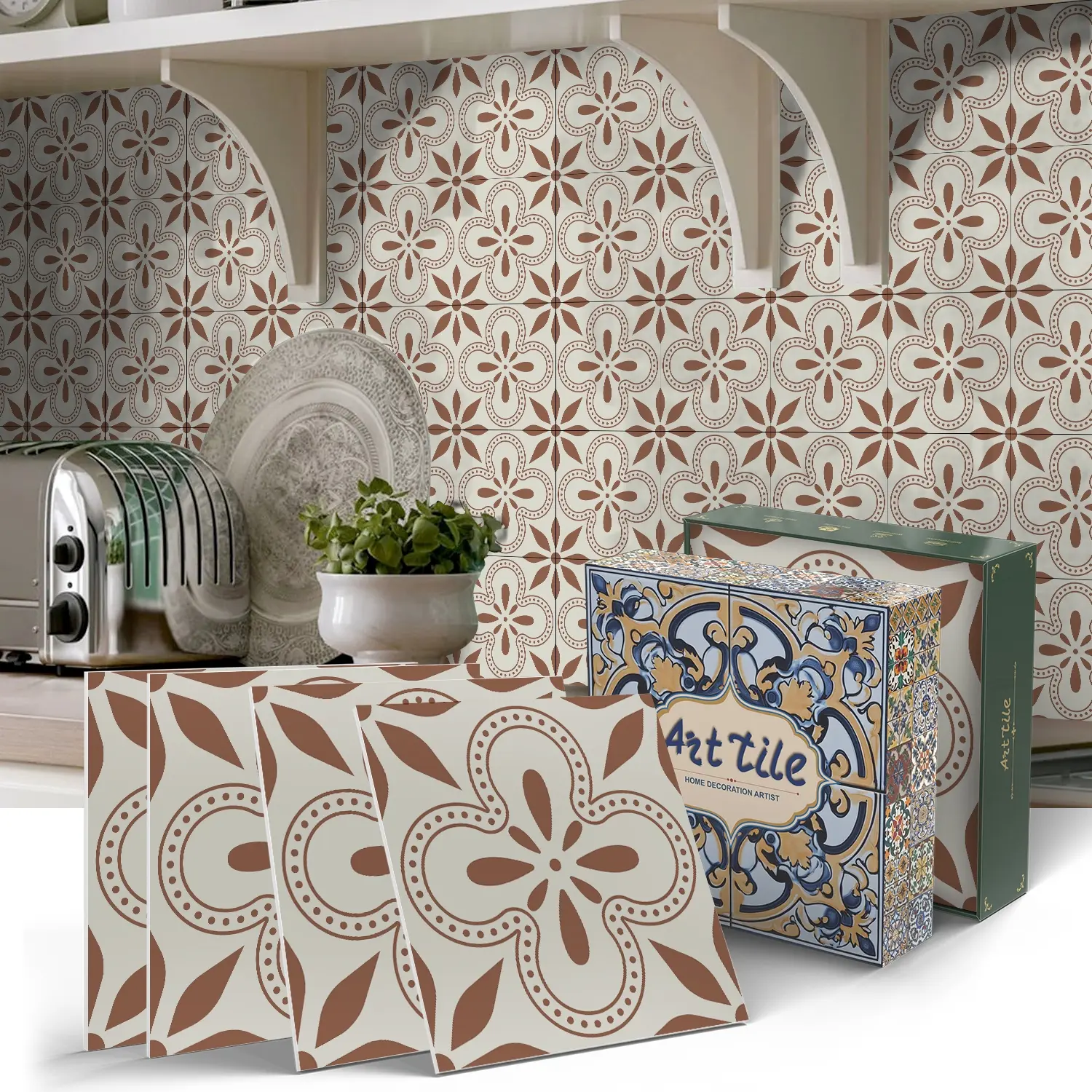 12/24 Pieces of Milky Art Design Ceramic Tile Wall Stickers, Waterproof Self-Adhesive Tile Wall Decals for Living Rooms and Kitchens, Home Decor, Decorative Wall Sticker, Sticker Tiles, Wall Stickers Decorations, 5.91 * 5.91 Inches