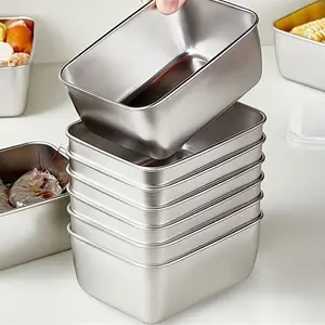 4-piece stainless steel pre meal preparation container with transparent lid - stackable, leak proof, dishwasher safe food storage box, suitable for fruits, Leakproof Airtight Containers, Preserving Containers