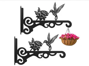 2-Pack Aesthetic Wall Plant Hanger Indoor and Outdoor – 10 Inch Metal Hanging Plant Bracket with Beautiful Bird Pattern – Anti Rust Plant Hooks for Hanging Plants, Bird Feeder, Wind Chime, Lantern