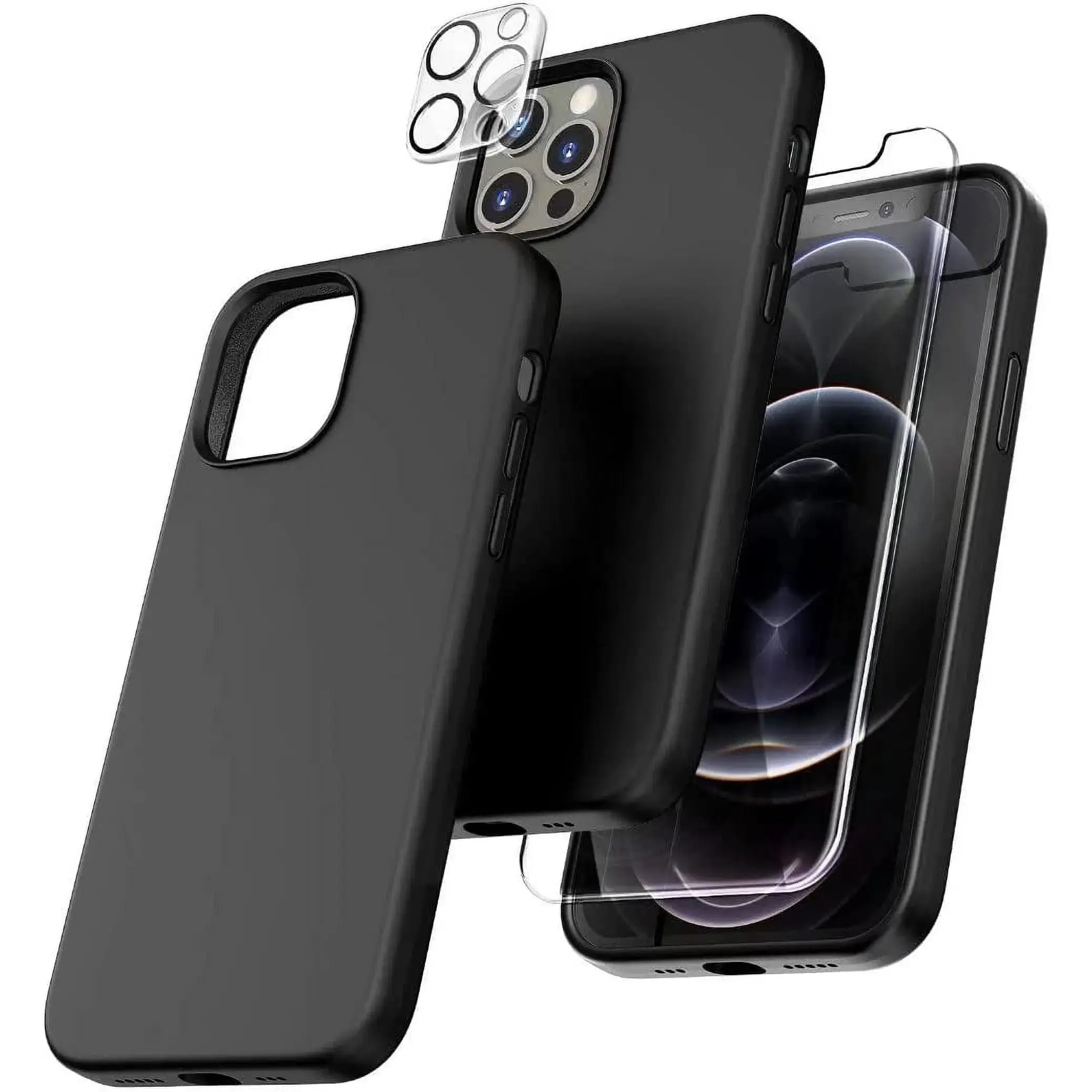 Entronix iPhone 11 Pro Max 3-in-1 Bundle - Liquid Silicone Case, 1 Clear Screen Protector & 1 Camera Lens Protector, Tempered Resistance