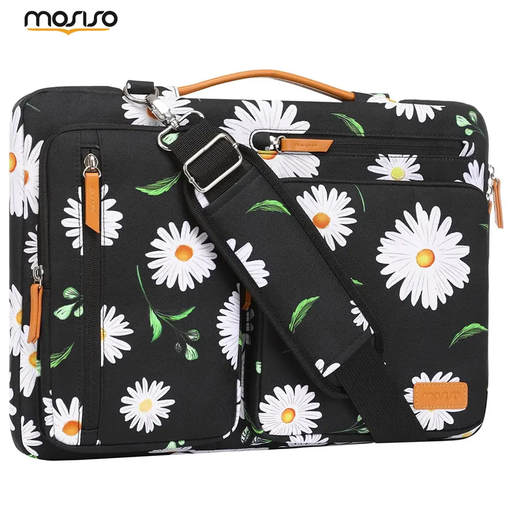 MOSISO 15-15.6 in Laptop Shoulder Bag - Laptop-Friendly, Multi-Protective, Easy-Carry, 360° Protective Padding, 4 Zipper Pockets, Side Open Design, Compatible with MacBook HP Dell Lenovo Asus, Travel Work Bag, Laptop-Friendly Laptop Bags, Multi-Protective