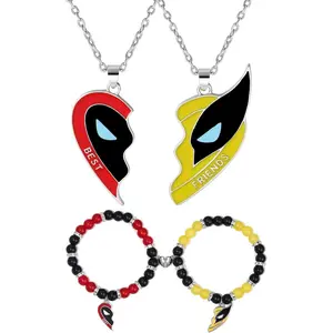 Best Friends Necklaces for 2 BFF Stainless Steel Silver Chain Matching Heart Puzzle Pendant Friendship Necklace Bracelet Key Chain Set Y2k Relationship Matching Anime Accessories Non Tarnish Jewelry Graduation Birthday Gifts for Teen Girls Boys