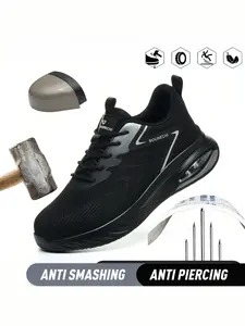 Men's Steel Toe Safety Shoes, Anti-Smash & Puncture Resistant, Comfortable Lightweight Breathable Work Boots, Durable All-Season Footwear