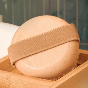 Ergonomic Premium Wood Body Brush for Wet & Dry Use - Easy to Carry, Soft Bristles Exfoliate Dead Skin & Cellulite, Ideal for Dry Brushing,