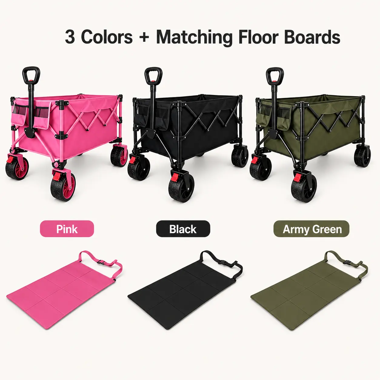 Collapsible Wagon with Tailgate, Wagons Carts Foldable with 550lbs Capacity, Lightweight Portable Utility Folding Wagon Cart for Shopping Camping Sports Garden