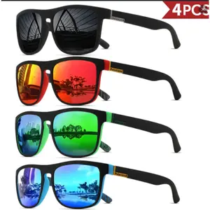pack of  4 UV400 Polarized Vintage Square Sunglasses Luxury Designer Driver Eyewear for Driving Fishing