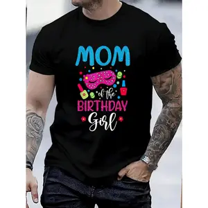 100% Cotton Mom Of The Birthday Girl Shirt Spa Party Nail Polish Makeup T-Shirt Women's Men's Graphic Tee Crew Neck summer vacation Tops