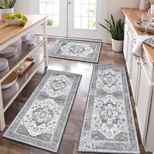Boho Kitchen Rug Sets 3 Piece with Runner Non Slip Kitchen Rugs and Mats Washable Kitchen Mats for Floor Thick Kitchen Floor Mat Carpet Runner Rugs for Hallway Laundry Holiday Decor
