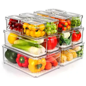 J.C 14/7 Packs Stackable Refrigerator Storage Containers with Lids Leak-proof plastic containers for fruits, vegetables, and snacks Ideal for refrigerators, pantries, and drawers, Halloween and Christmas gifts