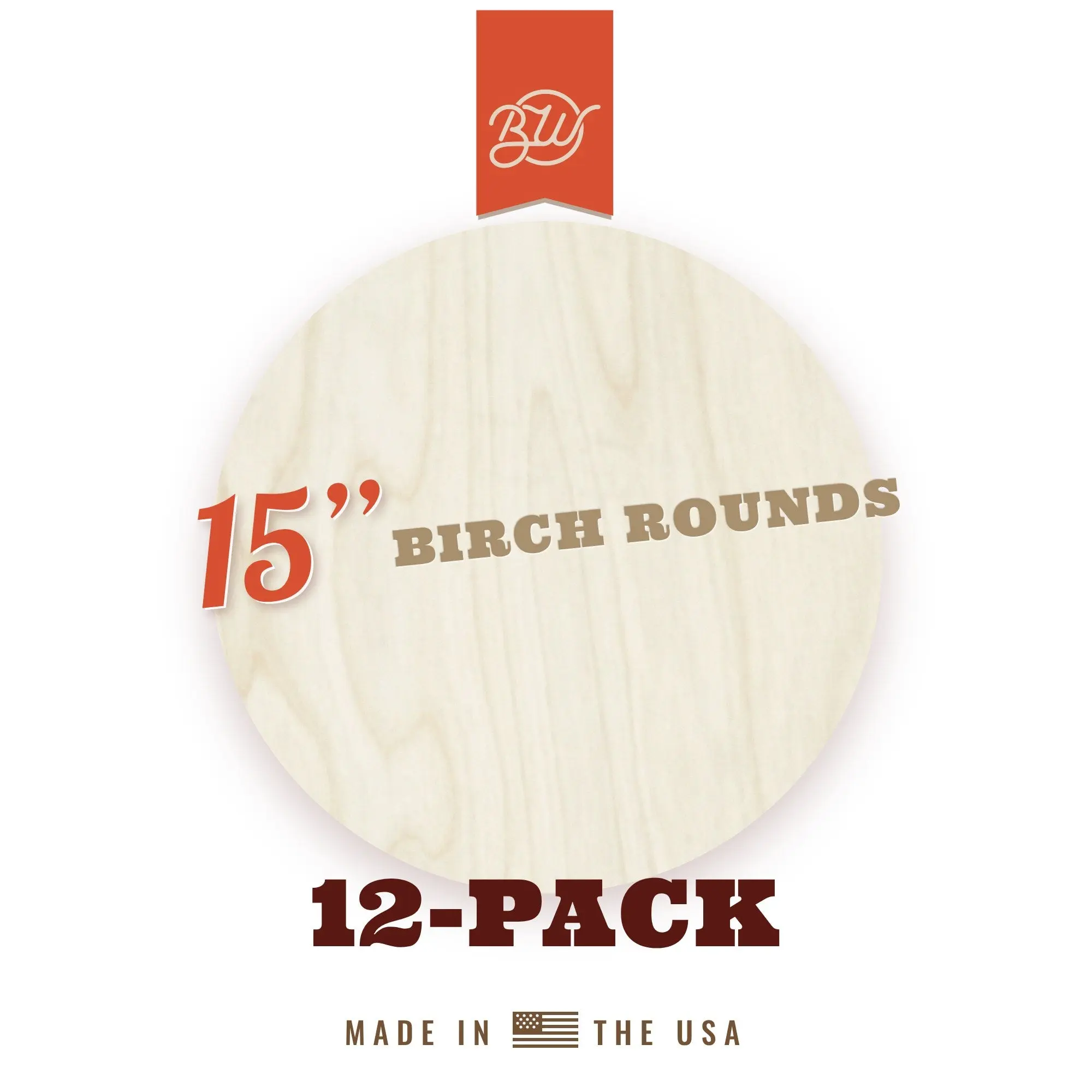 12-Pack · 15" Birch Wood Rounds · 1/4" Thick — Craft Ready