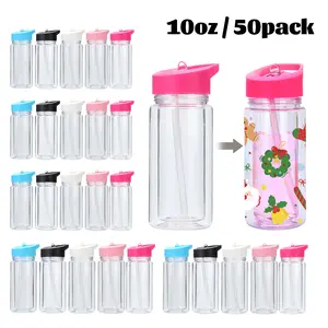 50pack 10oz Kid Snow Globe Plastic Tumbler, Double Wall Snow Globe Plastic Cup with Pre-drilled Hole, Snowglobe Coffee Mug Cups with Suction Nozzle Lid, Silicone Plug, for Glitter Snow Globe DIY&UV DTF, Festive Gifts.