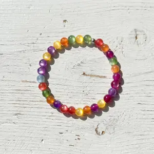 Dopamine Bracelet for Kids - Rainbow Beaded Bracelet - Sun UV Reactive Bracelet 8mm Resin Beads - Color Changing Bracelets - Boho Style Dopamine Summer Jewelry