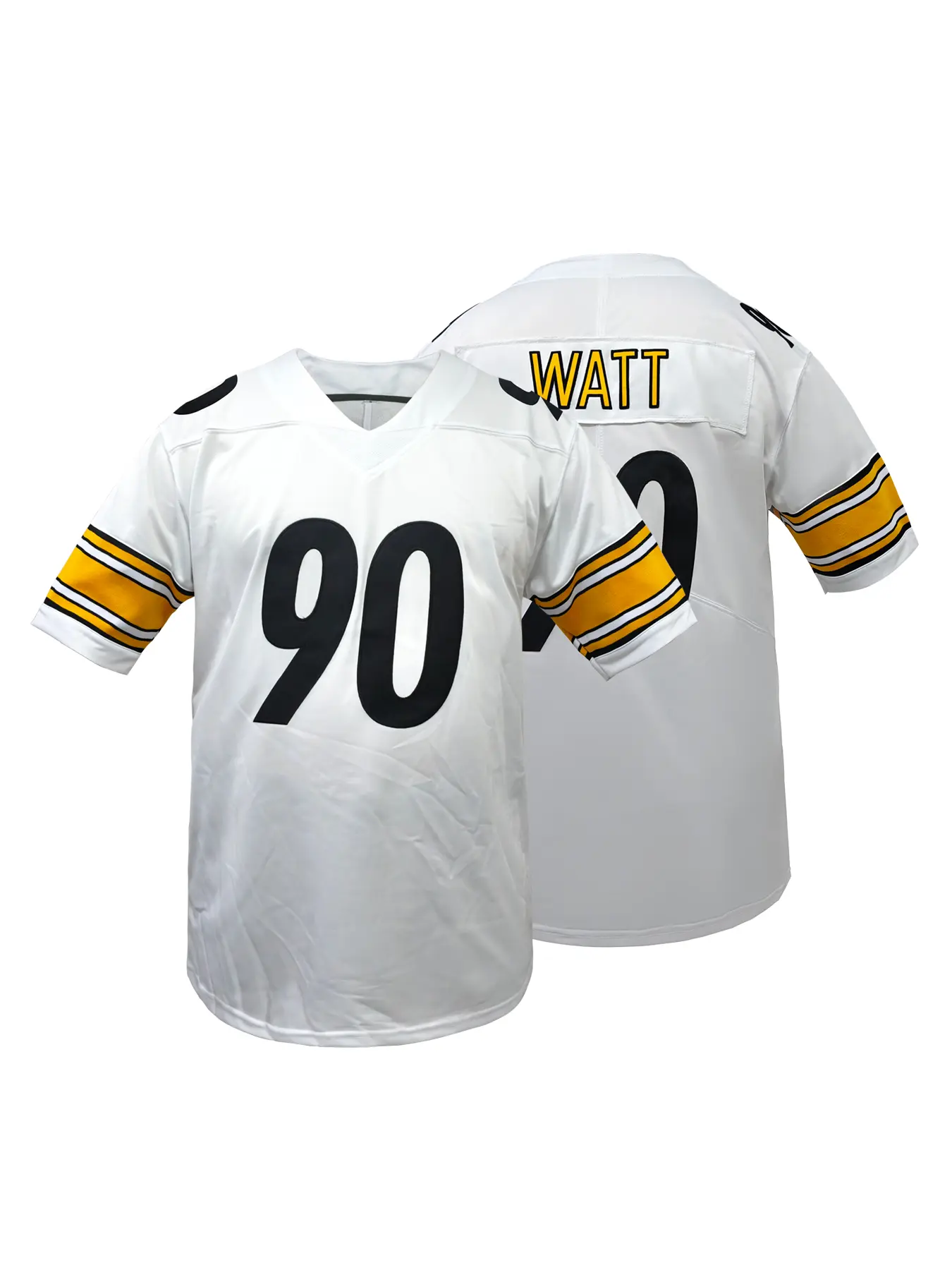 Men's #90 American Football Embroidery Jersey, Breathable V Neck Short Sleeve T-Shirt, Embroidered Letters and Numbers, Unisex All Seasons Wear, Stylish Jersey