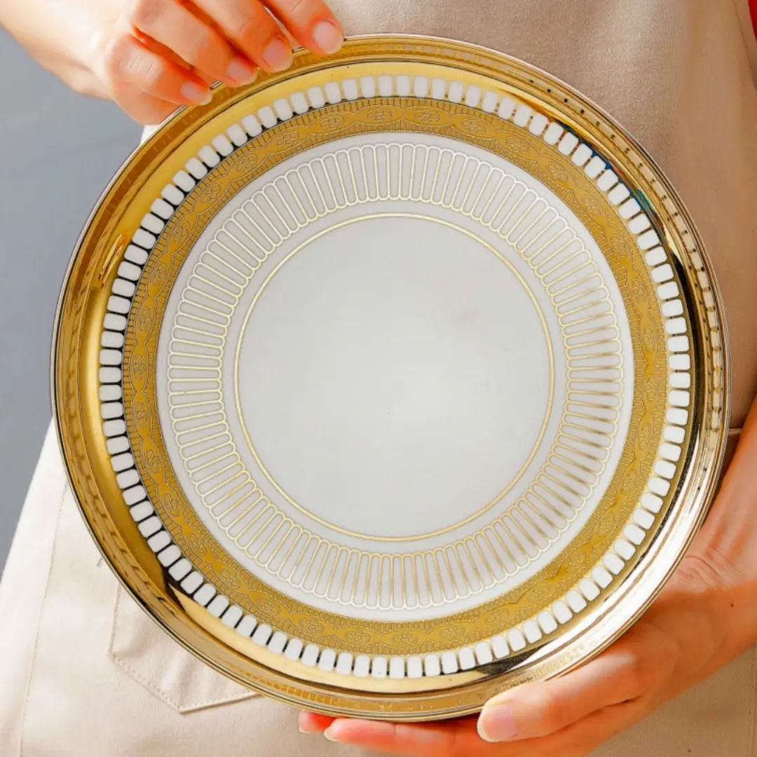 Luxury Ceramic Dinner Plates Set, 2 Pieces 8.07 + 10 Inches, Microwave & Dishwasher Safe, Perfect for Pasta Salad Dessert Sushi, Party Plates, Fancy Restaurant Plates, Salad Serving Plates