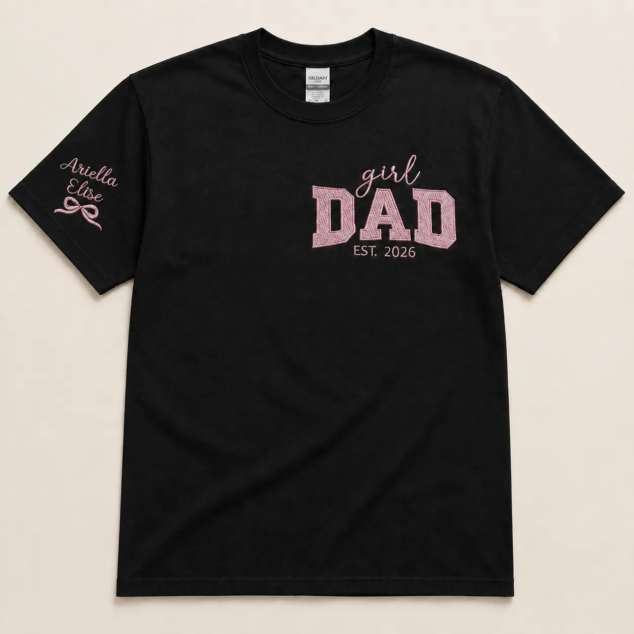 Custom Girl Dad Embroidered T-Shirt – Personalized Gift for Dad Fathers Day Birthday New Dad & First Time Dad