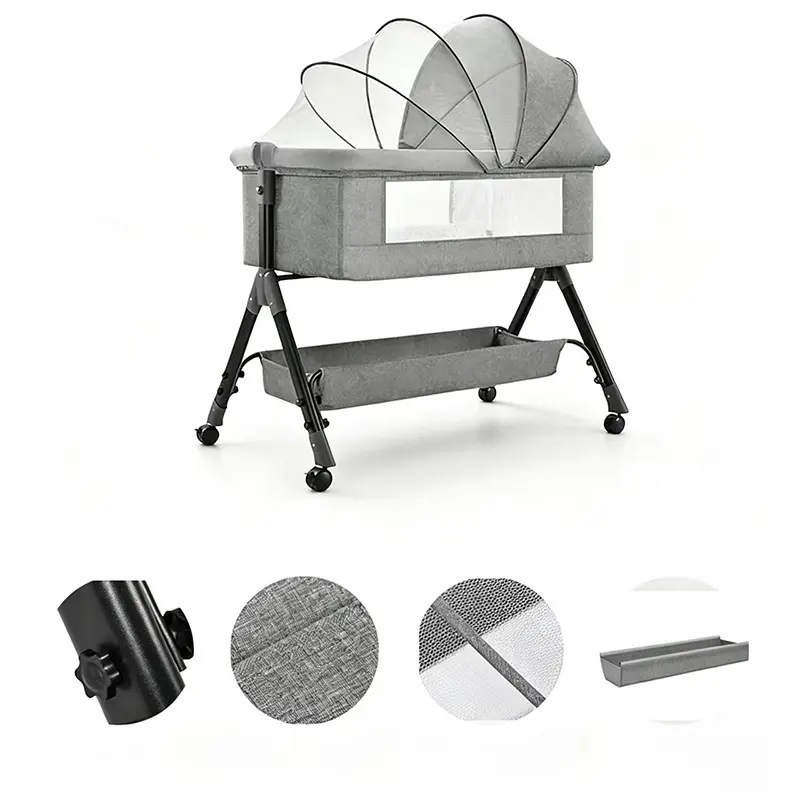 Baby Bedside Bassinet Sleeper, Bassinet for Newborn with Plush Mattress, Mesh Breathable, Adjustable Side Sleeper Portable Crib for Infant
