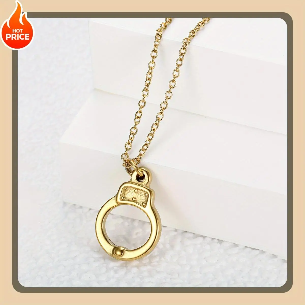 Matching Handcuff Pendant Necklaces, Set of 2, Elegant Punk Rock Link Chain Jewelry for Couples and Friends, Anniversary Gift, Geometric, Stainless Steel, Unisex, Chain & Link