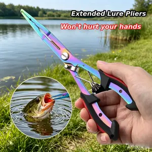 8.3-inch stainless steel eagle-beak multifunctional lure pliers for cutting PE line, removing lead weights, and removing hooks; suitable for both freshwater and saltwater fishing. The best outdoor fishing gear