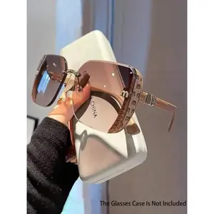 Women's Square Pattern Decorative Mirror, Casual Versatile Design, Perfect for Travel and Vacation, Ladies Flat Mirror, Stylish Glasses