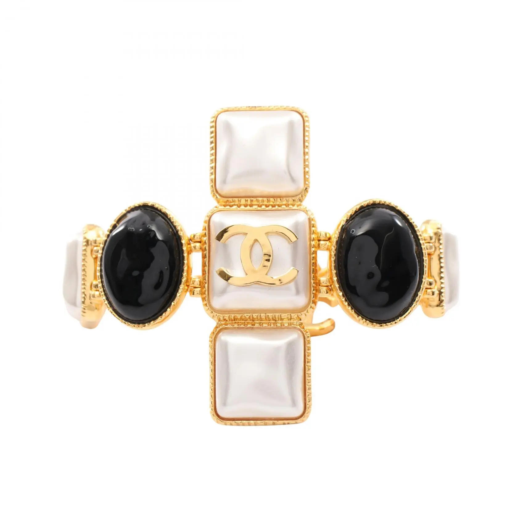 Pre-owned CHANEL Gold-plated Small Leather Goods Coco Mark Gripoix Bracelet