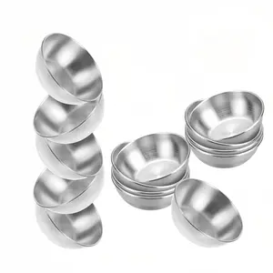5/8pcs Stainless Steel Sauce Dish, Round Seasoning Tray, Sushi Dip Plate, Appetizer Bowl, Stackable Sushi Soy Sauce Cup Side Plate, Kitchen Prep Small Condiment Dish