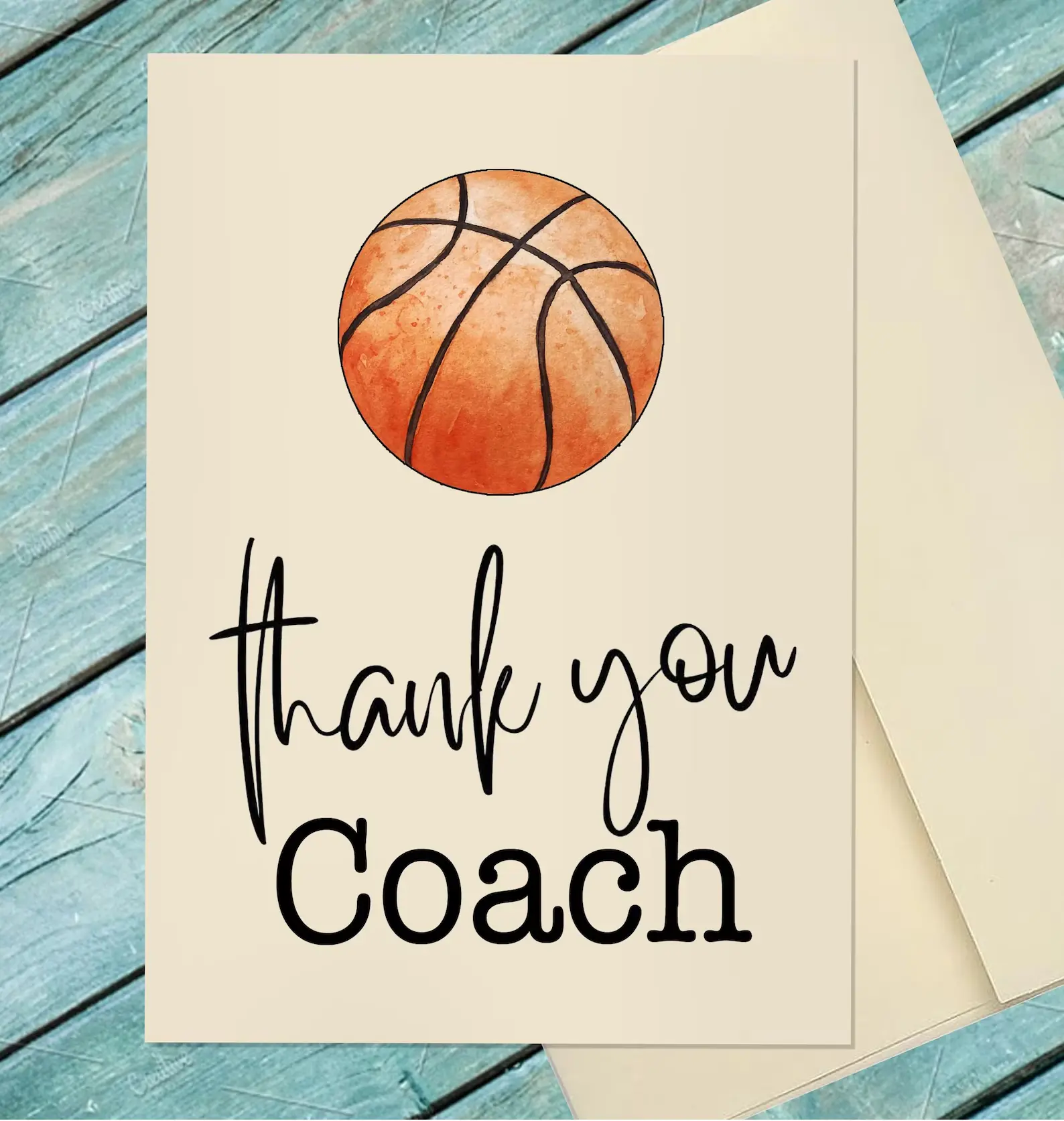 Basketball Coach Thank You Card / Thankful Card / Coach Appreciation Card / Basketball Coach / Custom Option Card