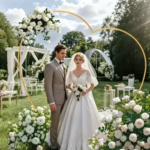 Heart Shaped Wedding Archway with Stand, Metal Wedding Gate Base, Outdoor Indoor Decor, Perfect for Weddings Birthdays Lawn Background