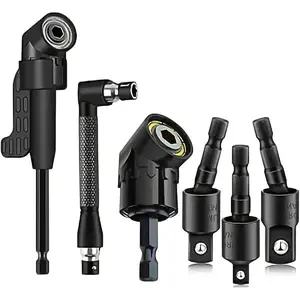 Right Angle Drill Attachment Set, Tool Kit, Hardware, 360° Rotatable Socket Adapters, 2 Hex Shank Drill Adapters, 90° Bevel Drill Bits Included