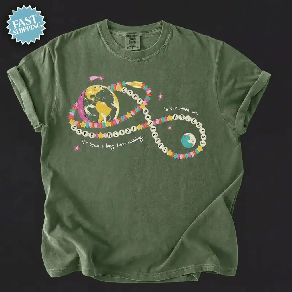 Copy Heart, Copy Bracelet T-shirt, Comfort Colors Artemis II Shirt, Space Exploration Shirt, Men Women Cotton Tee