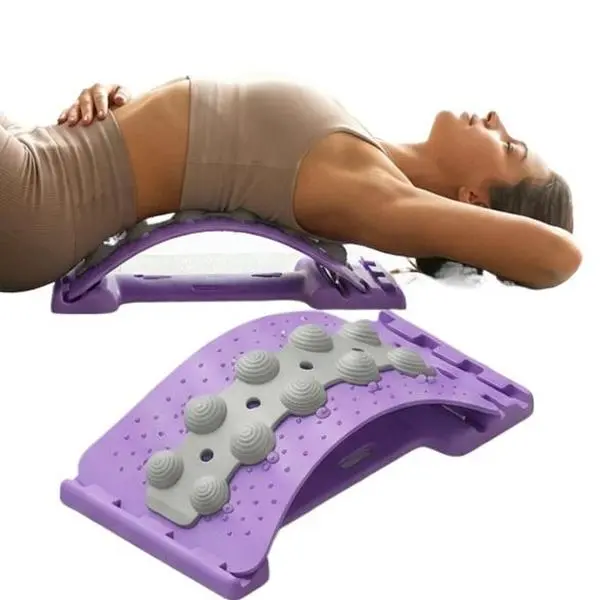 3D Contoured Ergonomic Back Stretcher - Adjustable Lumbar Spine Corrector with Targeted Massage Nodes, Soothing Decompression, Skin-Friendly Body Care Tool for Desk Gamers & Yoga Lovers (Sports & Outdoor Fitness Balance Training Equipment)