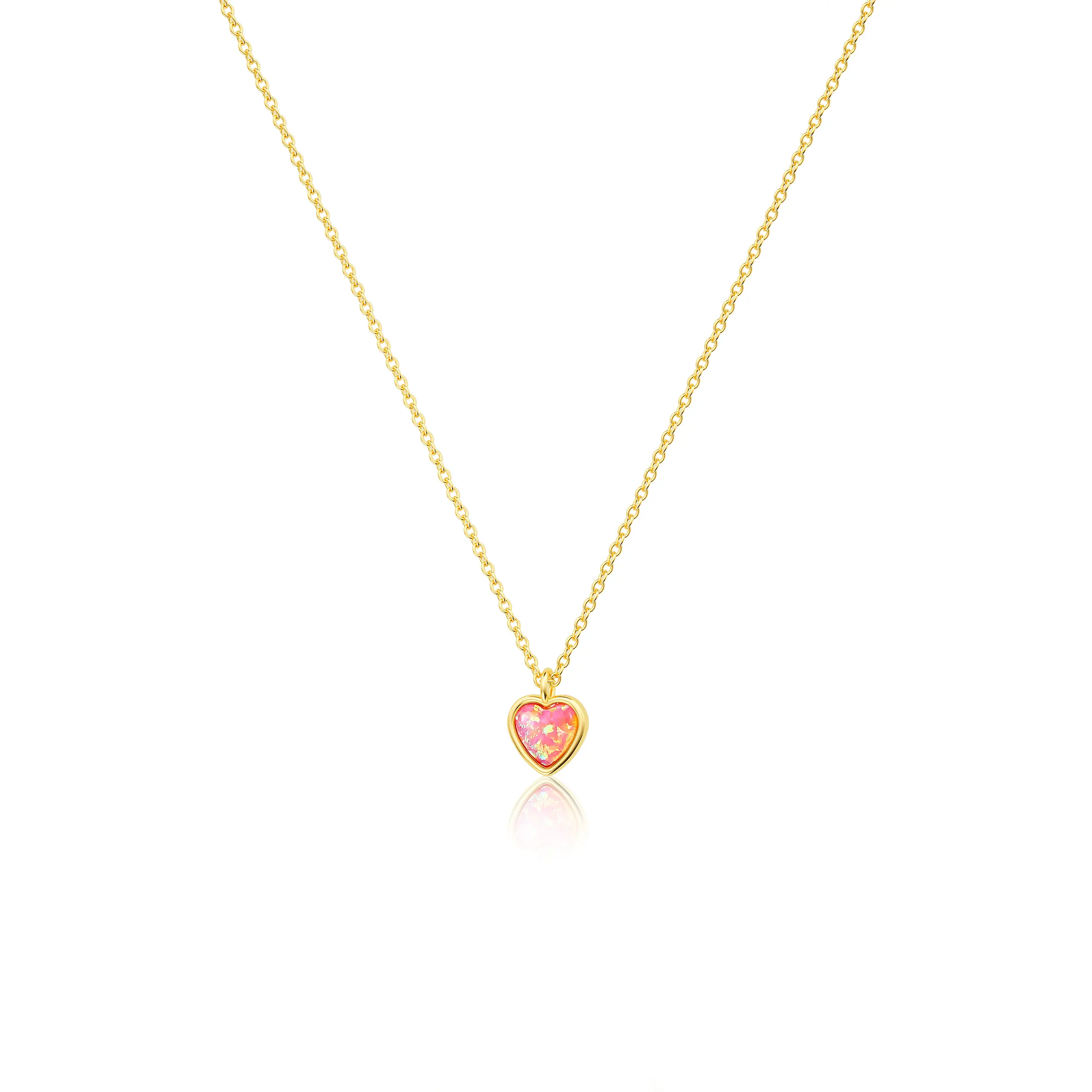 Loyalove Gold 5mm Heart-Shaped Opal Pendant Necklace For Women Love pendant Fashion Jewelry Gift For Valentine's Day