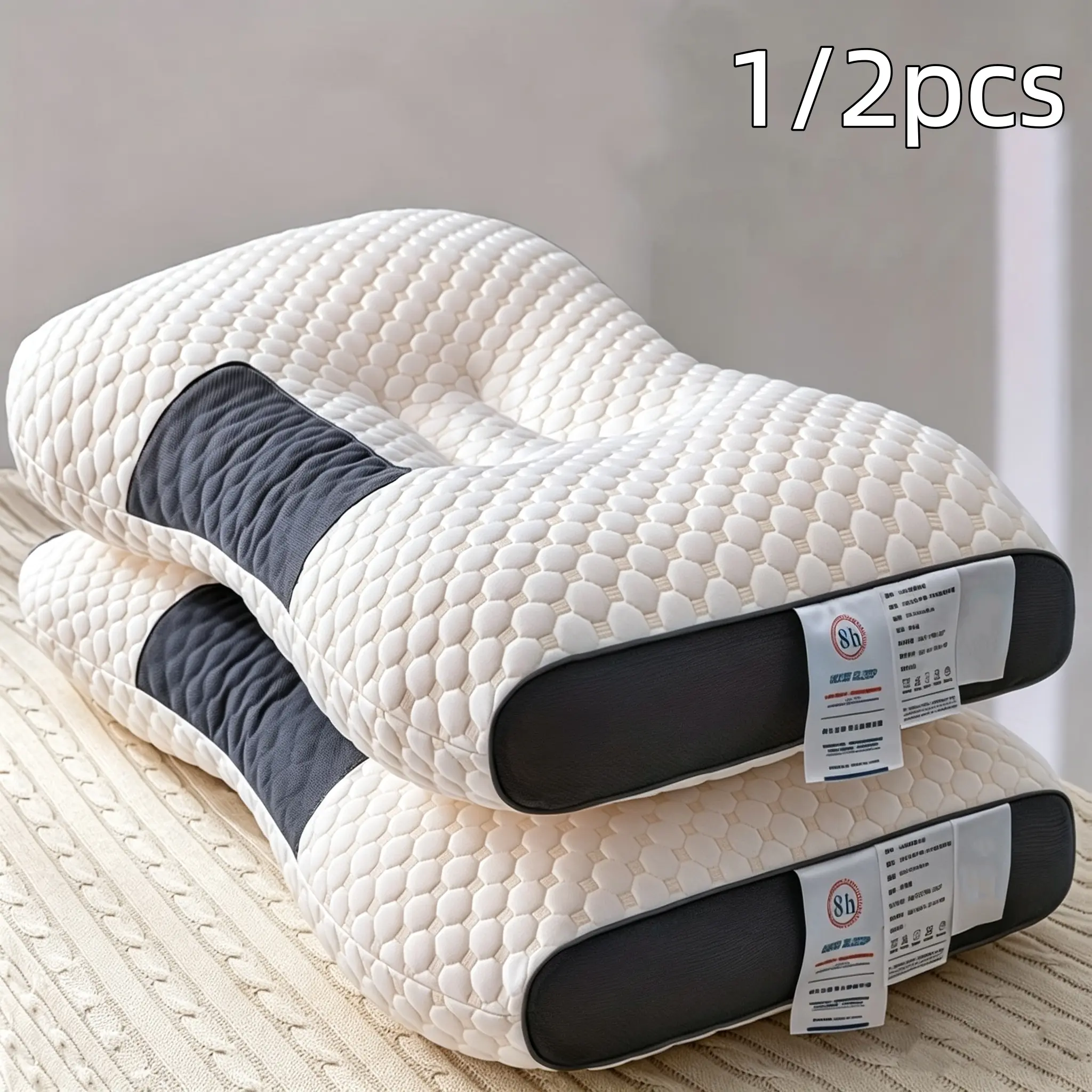 1/2pcs An ultra-relieving and cooling pillow for neck support, which can adjust the comfort of sleep for the neck pillow, an odorless ergonomic contour pillow, and a corrective bed pillow for those who sleep on their sides with a stomach position.