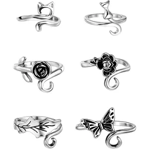 6 count Crochet Rings for Finger Adjustable Braided Faster Knitting Thimbles Holders Accessories Yarn Guide Crochet Tension Rings for Women Crafts