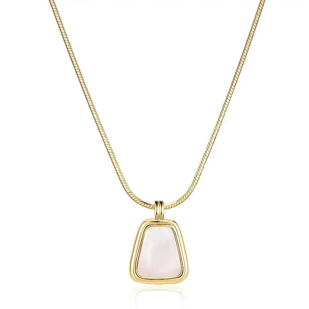 Aprilery Pearl Pendant Necklace – Elegant Gold Plated Choker Necklace for Women, Dainty Jewelry