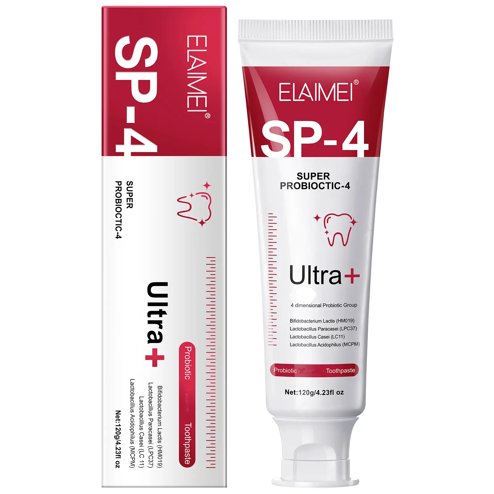 ELAIMEI SP-4 Probiotic Teeth Whitening Toothpaste (120g Enhanced Formula) - 4 Probiotics, Teethwhitening, Oral Cleaning, Fresh Breath, Gum Health, Enamel-Safe, Fluoride-Free, Peppermint Flavor, 3-Year Shelf Life, Dental Whitening Toothpastes, Probiotics W